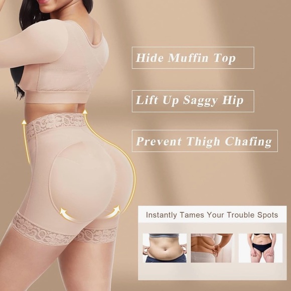 High Waist Lace Silicone Shorts Daily Use Shapewear Underwear Compression - Picture 7 of 11